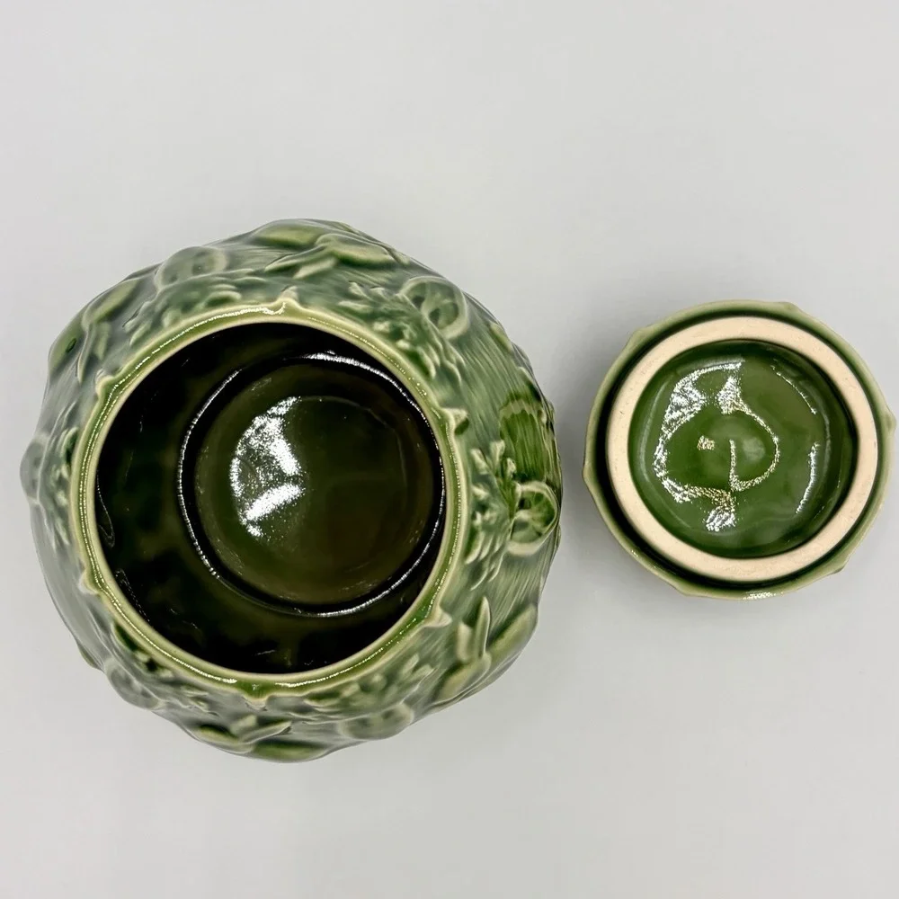 Vintage Bordallo Pinheiro Creamer & Lidded Sugar Bowl Rabbit Green Majolica Set